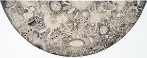 Fabian Lehnert: Kreis [Anschnitt] III [Halb-Mond], 2016, Acryl auf Leinengewebe, ca. 190 x 480 cm

